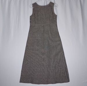 Vtg Lord Taylor Linen Maxi Dress Petite Small Sleeveless Scoop Aline Houndstooth